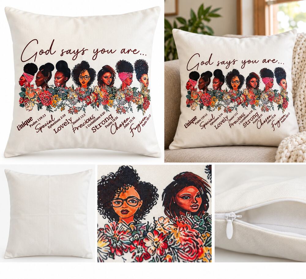 God Says You Are Inspirational Christian Decorative Pillow Cover